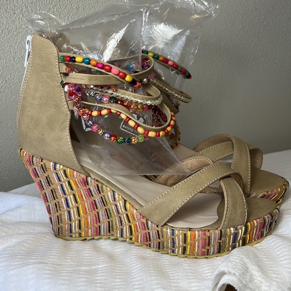 Sold…Get More Beauty Wedge Beaded Wedge Heels - Picture 11 of 13